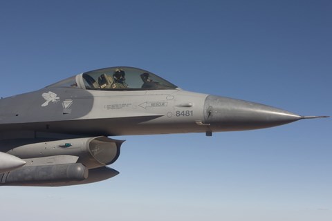 Framed F-16 Fighting Falcon During a Training Mission Print