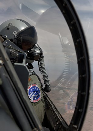 Framed F-16 Pilot Checks Position of his Wingman Print