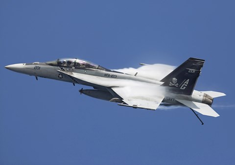 Framed F/A-18F Super Hornet in flight over the Arabian Sea Print