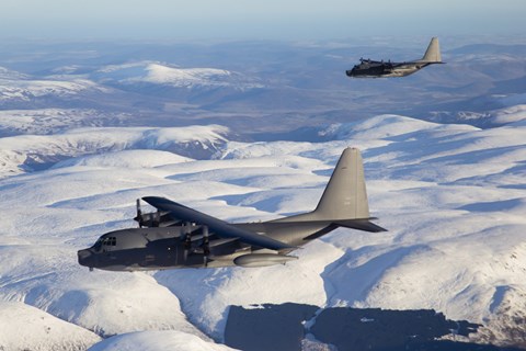 Framed MC-130P Combat Shadow and MC-130H Combat Talon Over Clouds Print