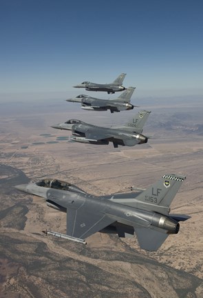 Framed Four F-16&#39;s on a Training Mission Print