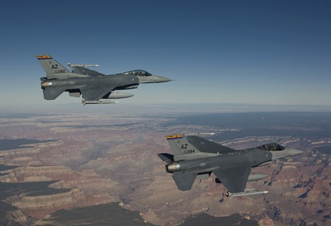Framed Pair of F-16&#39;s near the Grand Canyon, Arizona Print