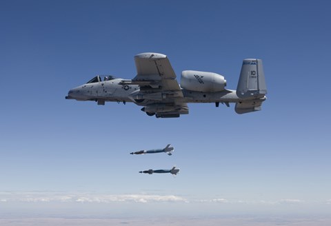 Framed A-10C Thunderbolt Releases Two GBU-12 Laser Guided Bombs Print