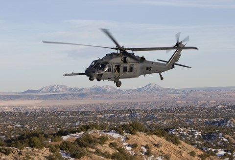 Framed HH-60G Pave Hawk Flies a Low Level Route over New Mexico Print