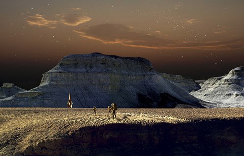 Framed Space Scene Inspired by the Novel, The City And The Stars Print