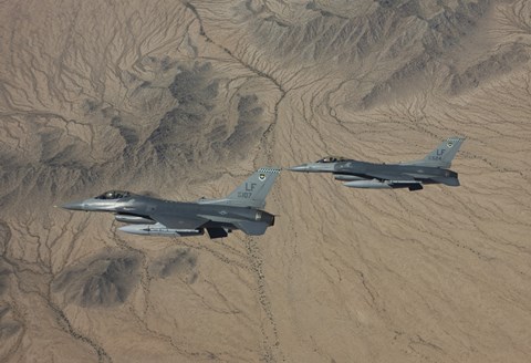 Framed Two F-16&#39;s over the Arizona Desert Print