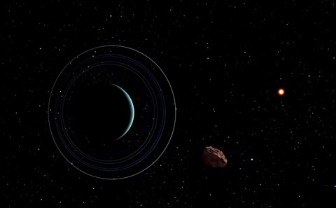 Framed Uranus with the Distant Sun and an Inner Satellite Print