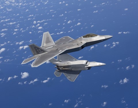 Framed Two F-22 Raptors Maneuver over Japan Print
