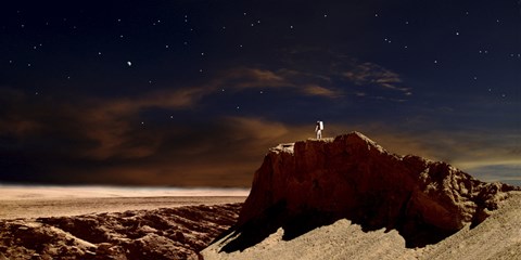 Framed Artist&#39;s Depiction of a Lone Astronaut on Another Planet Print
