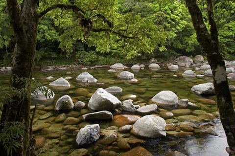 Framed Boulders and Mossman River, North Queensland, Australia Print