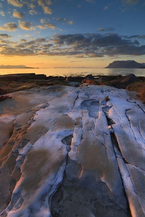 Framed Summer evening looking out over Vagsfjorden, Troms County, Norway Print