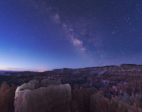 Framed Milky Way over the Needle Rock Formations of Bryce Canyon, Utah Print