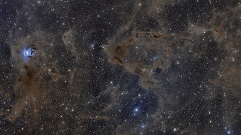 Framed Iris Nebula and Dusty Region in Cepheus constellation Print