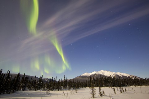 Framed Aurora Borealis over Mountain near Mayo, Yukon, Canada Print
