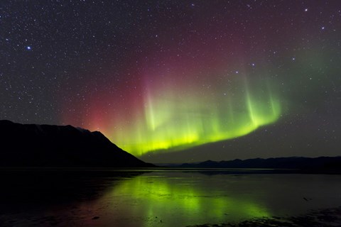Framed Aurora Borealis with Big Dipper over Kluane Lake, Yukon, Canada Print