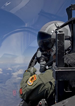 Framed F-15 Pilot Looks Over at his Wingman Print