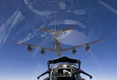 Framed F-15 Eagle Pulls into Position Behind a KC-135 Stratotanker Print