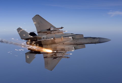 Framed F-15 Eagle Releases a Flare Print
