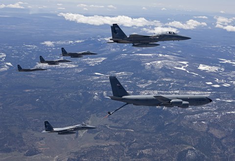 Framed Five F-15 Eagles Refueling Print