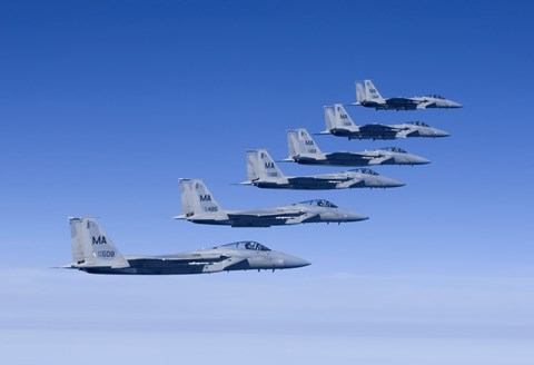 Framed Six F-15 Eagles Fly in Formation Print