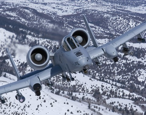 Framed A-10C Thunderbolt  Flies over Snowy Idaho Print