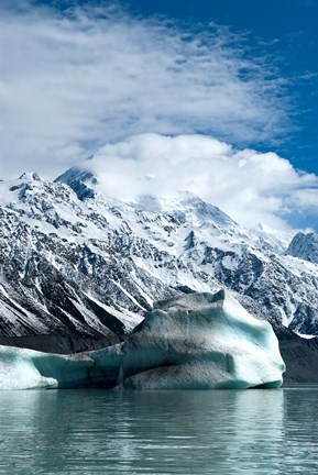 Framed Large icebergs on Tasman Glacier Terminal Lake, South Island, New Zealand Print