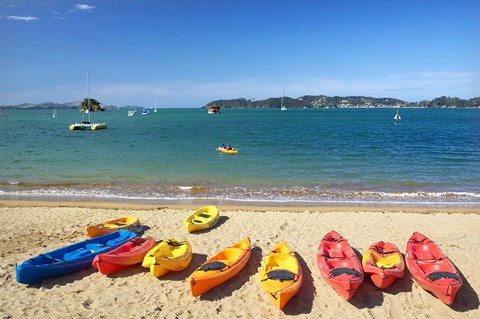 Framed Kayaks, Paihia, Northland, New Zealand Print