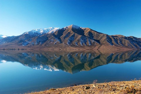 Framed Lake Benmore in Winter, Waitaki Valley, South Island, New Zealand Print