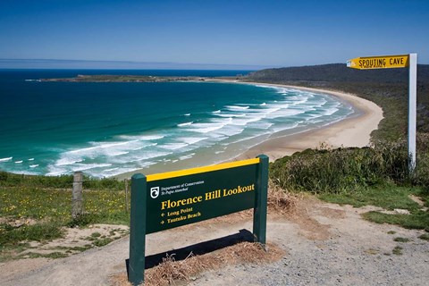 Framed New Zealand, South Island, Tautuku Beach coastline Print