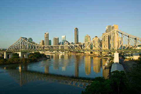 Framed Australia, Brisbane, Story Bridge, Riverside Centre Print