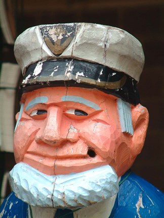 Framed Wooden Sailor Carving, Sydney, Australia Print