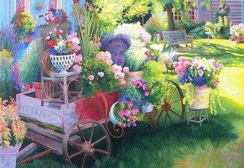 Framed Flower Cart in Door County Print