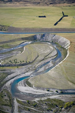 Framed Ohau River and Ohau Canal, Mackenzie Country, South Island, New Zealand Print