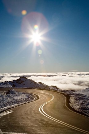 Framed Bruce Road and Clouds, Mt Ruapehu, Central Plateau, North Island, New Zealand Print