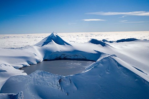 Framed Crater Lake, Mt Ruapehu, Tongariro National Park, North Island, New Zealand Print