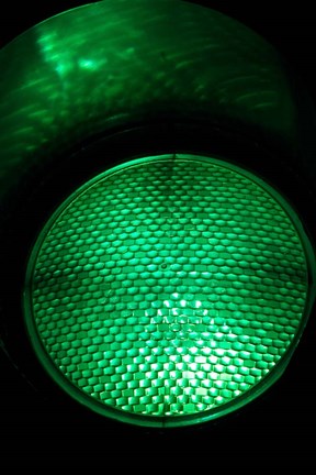 Framed Green Traffic Light, New Zealand Print