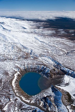 Framed Lower Tama Lake and Mt Ruapehu, Tongariro National Park, North Island, New Zealand Print