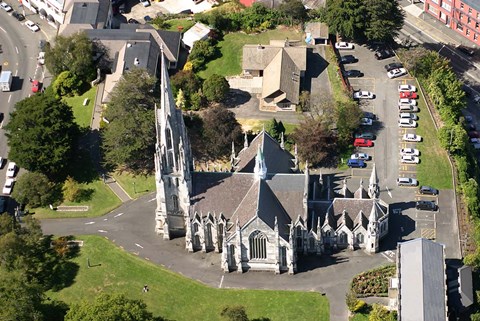 Framed Aerial view of First Church, Dunedin, New Zealand Print
