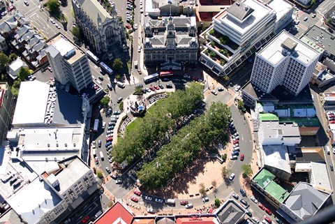 Framed Aerial view of Octagon, Dunedin, New Zealand Print