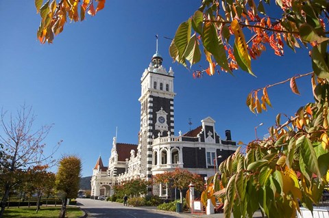 Framed Autumn, Train Station, Dunedin, South Island, New Zealand Print