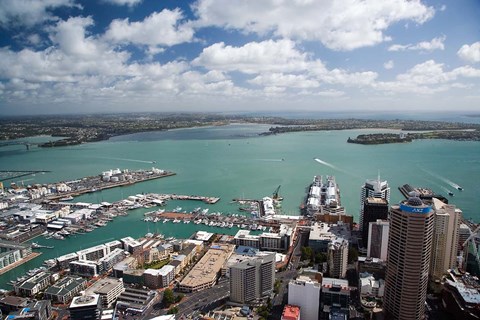 Framed View of Waitemata Harbor from Skytower, Auckland, North Island, New Zealand Print