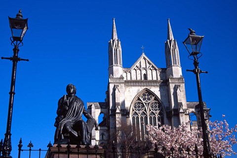 Framed St Pauls Cathedral and Robert Burns Statue, Octagon, Dunedin, New Zealand Print