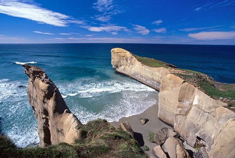 Framed Tunnel Beach, Dunedin, New Zealand Print
