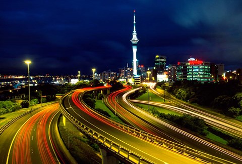 Framed Motorways and Skytower, Auckland Print