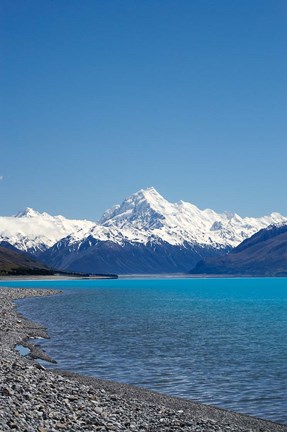 Framed Aoraki Mt Cook and Lake Pukaki, South Island, New Zealand Print