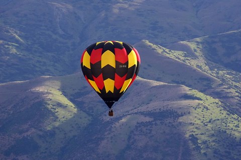 Framed Hot Air Balloon and Mountains, South Island, New Zealand Print
