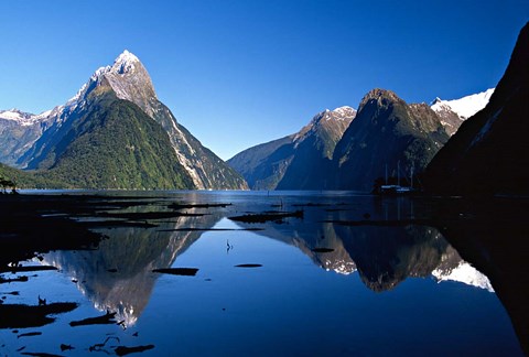 Framed Mitre Peak &amp; Milford Sound, Fiordland National Park, New Zealand Print
