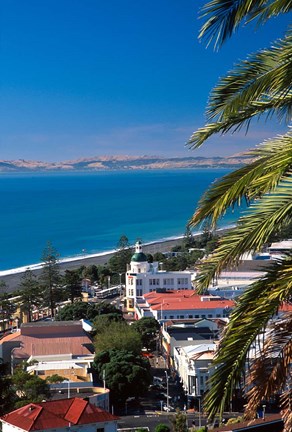 Framed View of Hawke&#39;s Bay, Napier, New Zealand Print