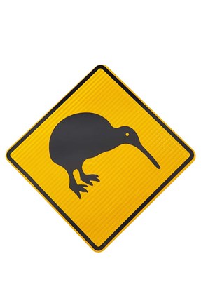 Framed Kiwi Warning Sign, New Zealand Print