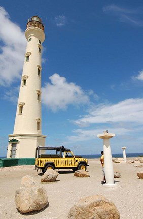 Framed California Lighthouse, Oranjestad, Aruba Print